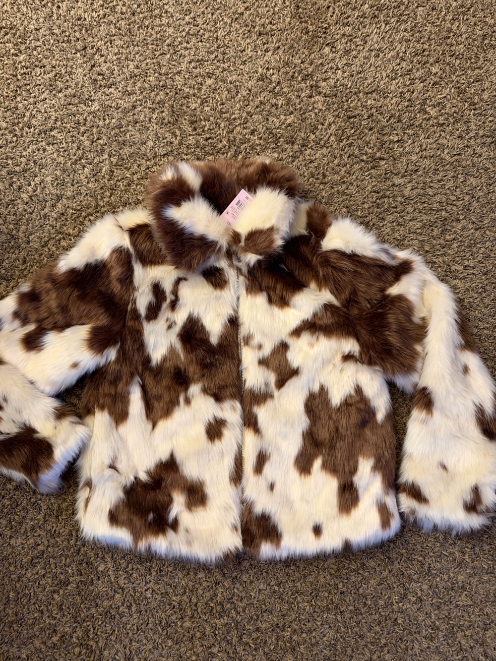 Cow Print Faux Far Jacket